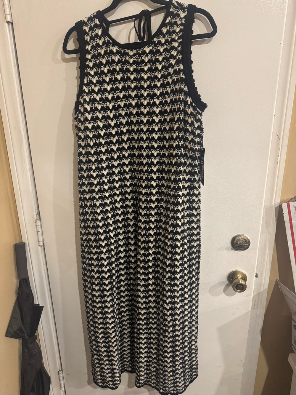 Future Collective Houndstooth Sleeveless Knit dress - Black & Cream